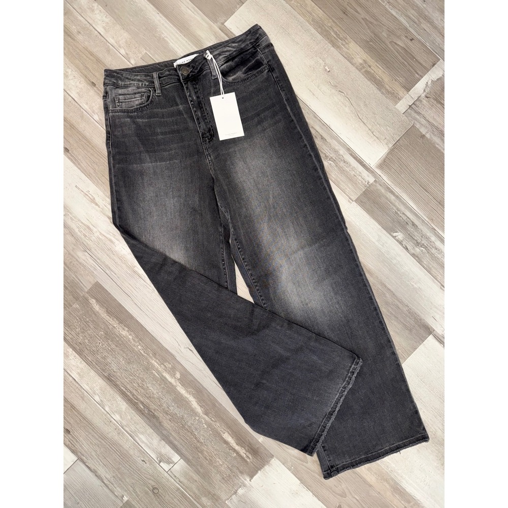 Flying Monkey Jeans Women 30 Black Wide Leg High Rise Raw Hem Black Label Y3310